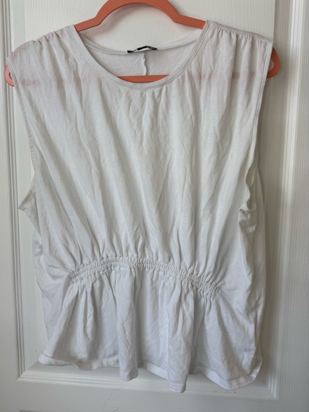Express White Sleeveless Gathered Waist Tank